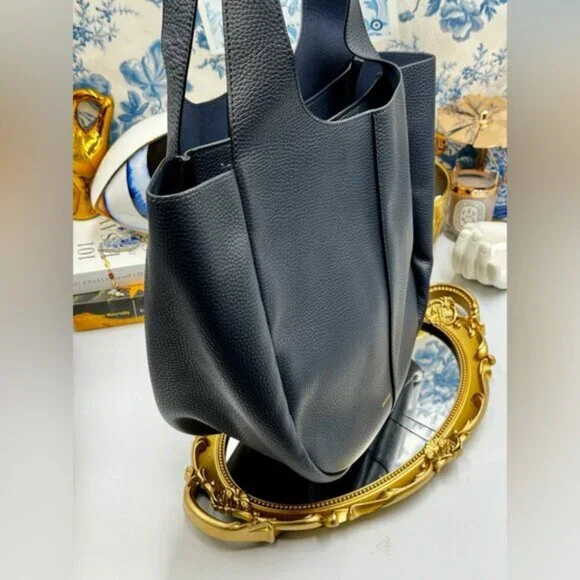 🆕 OROTON 🧿 NWOT Emilia Tote Bag, Navy Blue Leather - Picture 4 of 13
